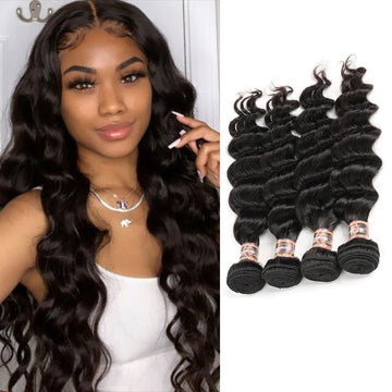 Ali Annabelle 4 Bundles Deal Remy Loose Wave Wavy Human Hair Weave Bundles For Women